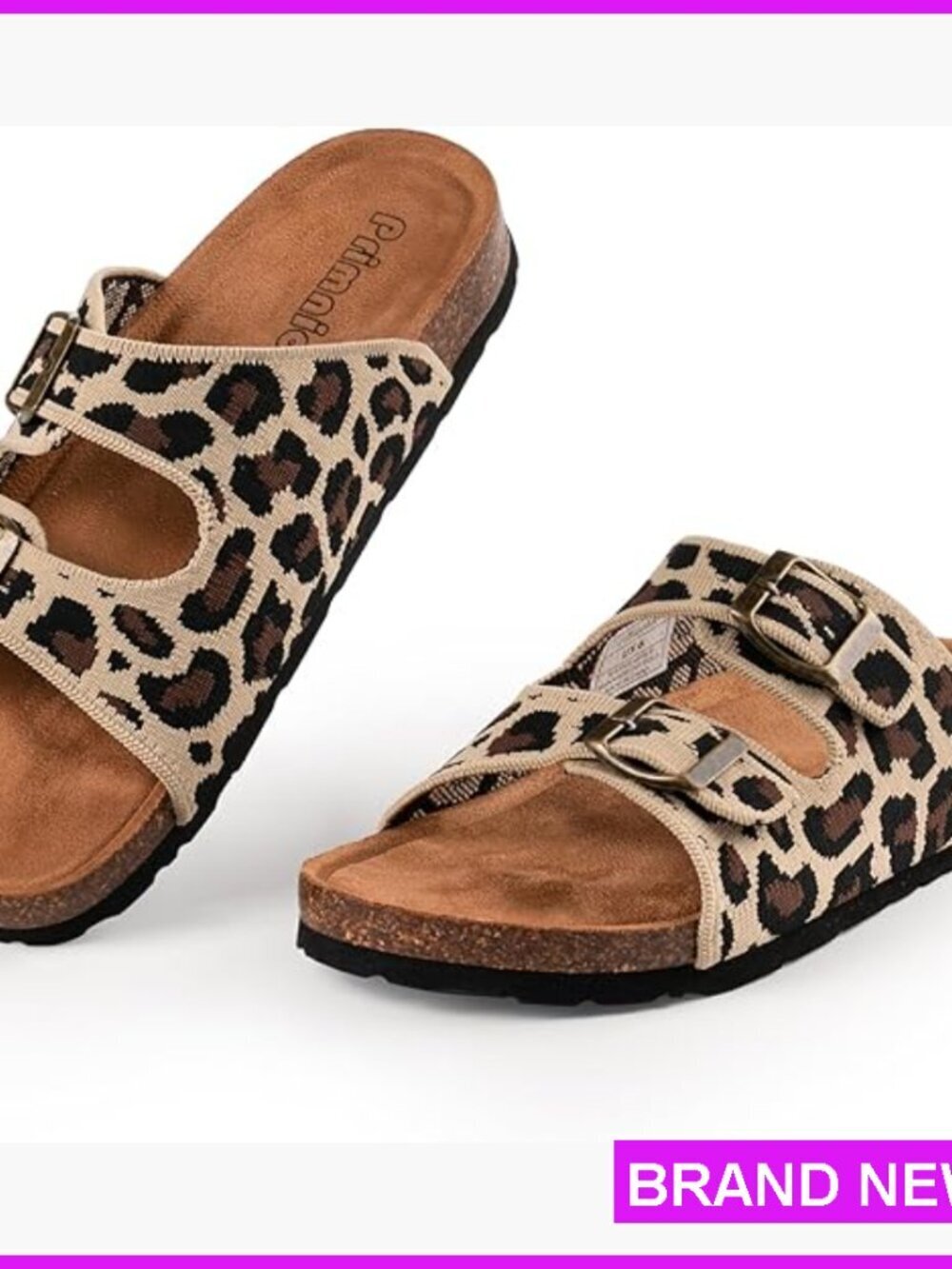Arch Support Cork Footbed Adjustable Knit Strap Slides Casual Comfort Sandals